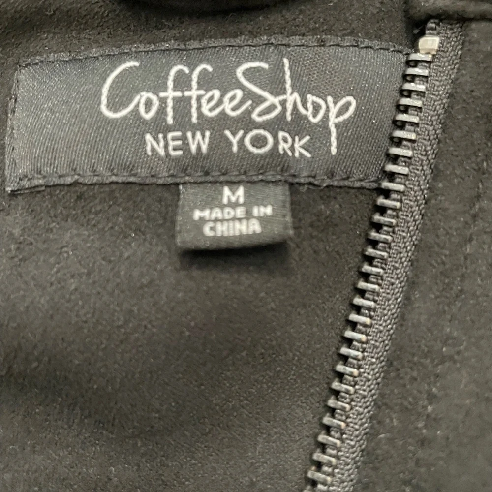 Coffee Shop NY women’s size medium Foux Suede Jacket with stretch.black, zipper